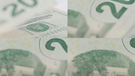 折叠的美国20美元钞票缓慢旋转。低角度高清在线视频素材下载