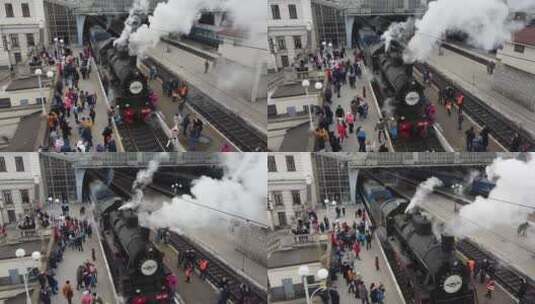 复古蒸气动力火车高清在线视频素材下载