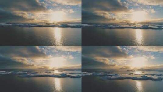 南极洲上的日落雪岛空中俯瞰高清在线视频素材下载