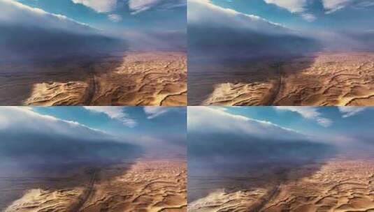 内蒙古乌海乌兰布和穿越之门沙漠航拍高清在线视频素材下载