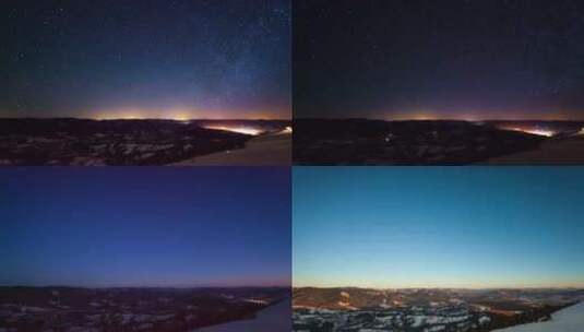 城市上空的夜空景观【4K】高清在线视频素材下载