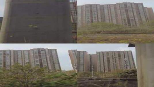 竖版航拍沿途高铁火车窗外风景实拍高清在线视频素材下载