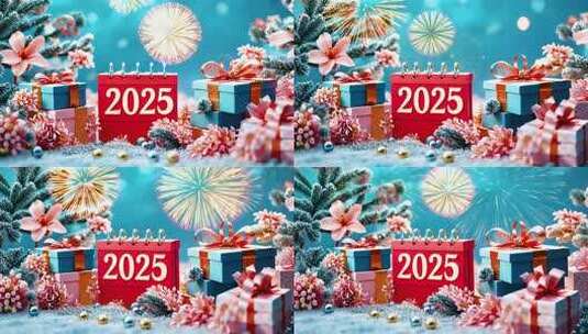 2025数字新年春节蛇年背景光效高清在线视频素材下载