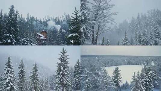 冬天唯美雪景 雪花飘落 (3)高清在线视频素材下载