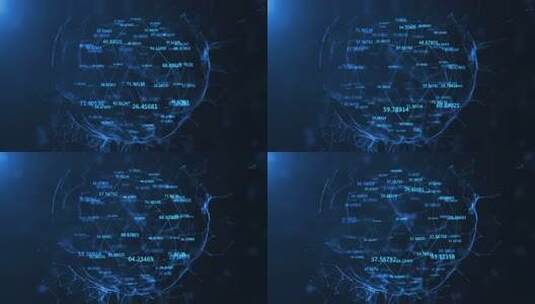 蓝色科技数字粒子地球LED背景视频高清在线视频素材下载