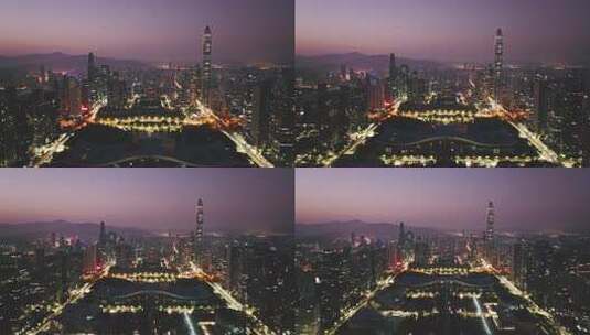 深圳城市夜景航拍全景高清在线视频素材下载