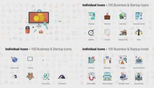 整洁创意企业创业图标动画展示AE模板高清AE视频素材下载