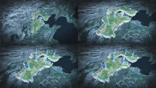 俯冲河北省三维地图高清AE视频素材下载