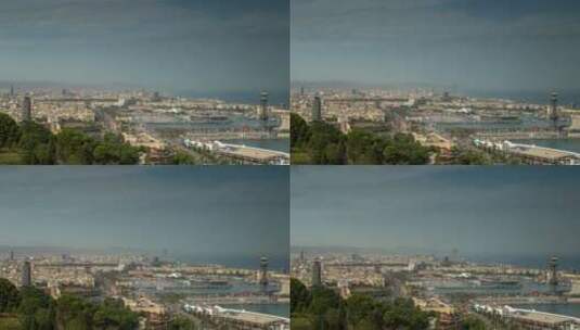 巴塞罗那城市景观的延时拍摄高清在线视频素材下载