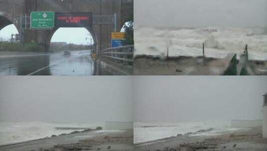 飓风期海浪拍打着海岸高清在线视频素材下载
