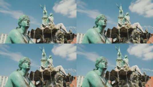 喷泉上的女人雕像高清在线视频素材下载