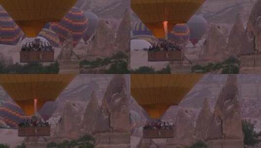热气球从沙漠地面升起高清在线视频素材下载