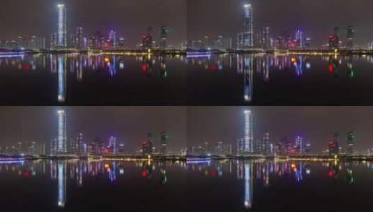 深圳夜间照亮城市建筑高清在线视频素材下载