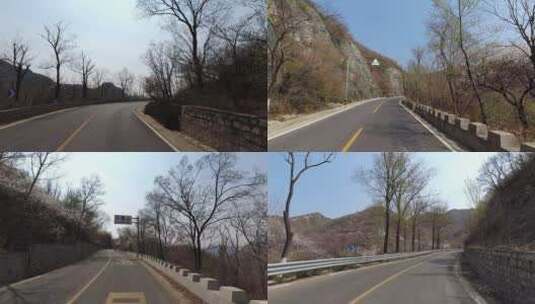 大范围延时春天北京山区公路旁盛开的山杏花高清在线视频素材下载