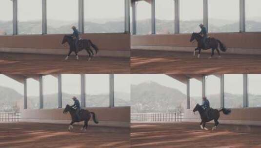 牛仔骑着马在训练场驰骋高清在线视频素材下载
