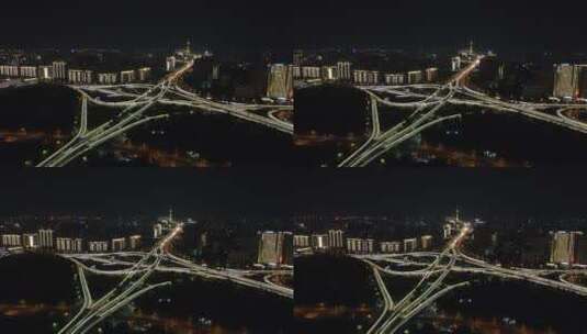 航拍郑州航海东路立交桥夜景高清在线视频素材下载