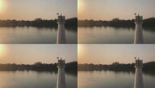 黄昏日落时段的江边高清在线视频素材下载