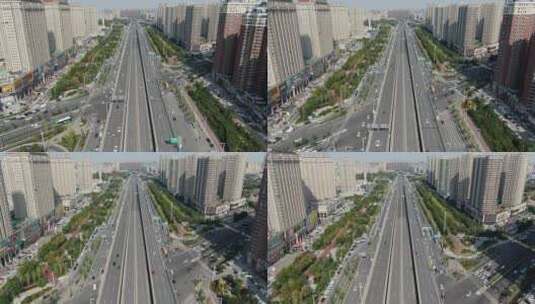 郑州城市交通拥堵车辆航拍高清在线视频素材下载