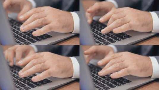 一名男子在笔记本电脑上打字的手高清在线视频素材下载