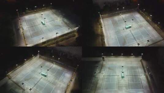 航拍夜晚校园网球场空镜高清在线视频素材下载