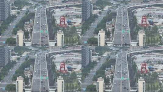 卢浦大桥高架长焦航拍高清在线视频素材下载