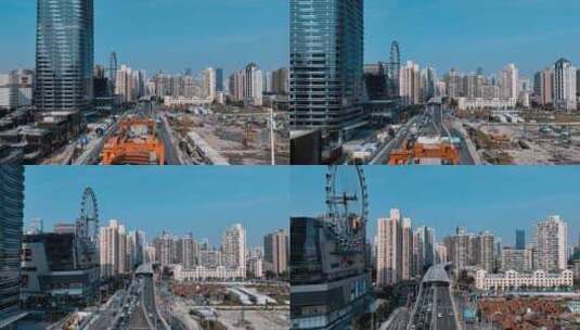静安大悦城延时航拍空镜高清在线视频素材下载