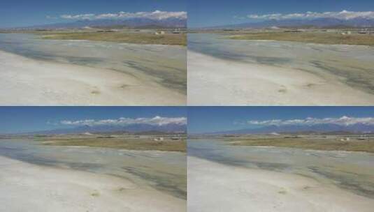 原创新疆乌鲁木齐达坂城盐湖城自然风光航拍高清在线视频素材下载