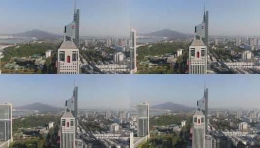 航拍江苏广电办公大楼高清在线视频素材下载