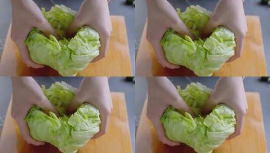 手撕椰菜蔬菜高清在线视频素材下载