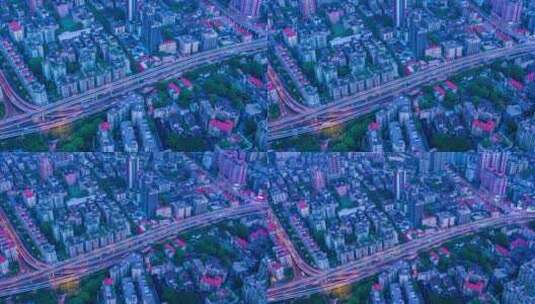 广州城市道路繁忙车流与夜景灯光航拍延时高清在线视频素材下载