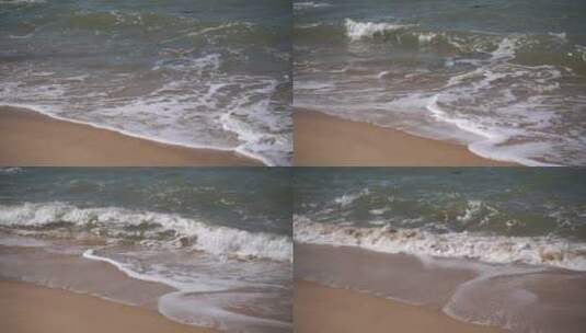 海边沙滩海水浪花拍打美丽海岸线黄昏日落高清在线视频素材下载