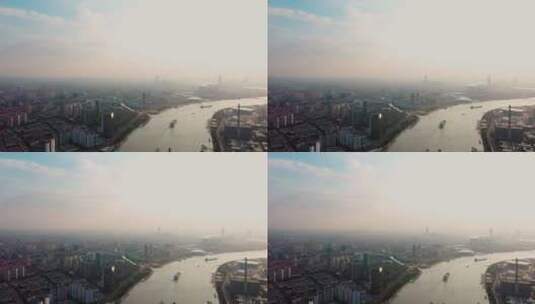 横贯上海的黄浦江高清在线视频素材下载