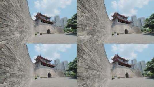 广西柳州东门城楼城墙高清在线视频素材下载