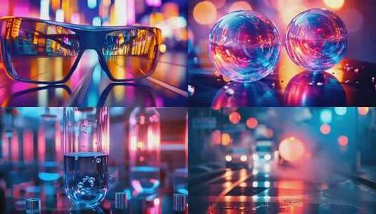 合集 霓虹色小场景 各种色彩缤纷的空镜高清在线视频素材下载