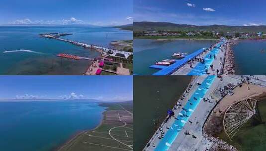 航拍青海湖二郎剑高清在线视频素材下载