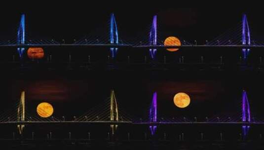 港珠澳大桥海上升明月高清在线视频素材下载