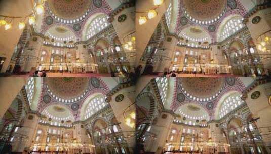 苏莱曼尼耶清真寺的祈祷室高清在线视频素材下载
