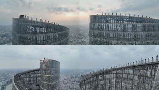 上海中心大厦穹顶环绕航拍高清在线视频素材下载