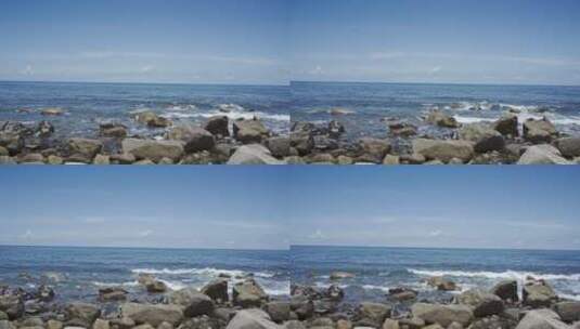 海浪拍打着海岸边的礁石高清在线视频素材下载