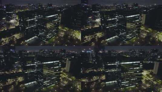 航拍城市夜景写字楼高清在线视频素材下载