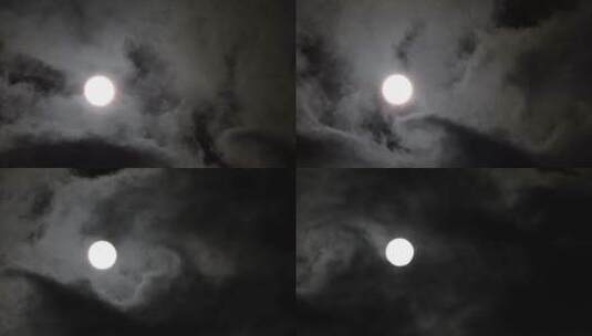月亮穿过乌云高清在线视频素材下载