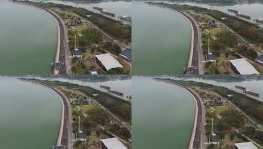 航拍湖北宜昌西陵区跨江大桥高清在线视频素材下载