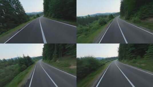 在公路上第一视角骑行飞行高清在线视频素材下载