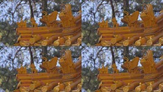 【空镜】4K北京景山公园-传统琉璃瓦脊兽高清在线视频素材下载