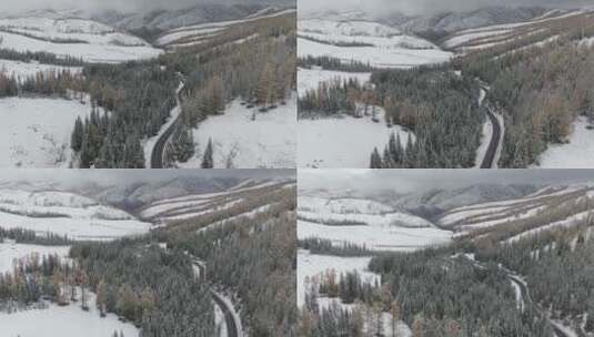 禾木 喀纳斯 新疆 雪山 雪景高清在线视频素材下载