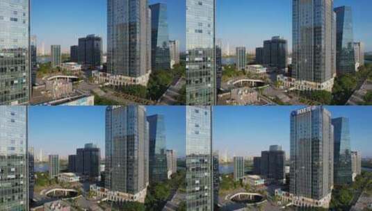 无人机航拍城市商务大楼高清在线视频素材下载