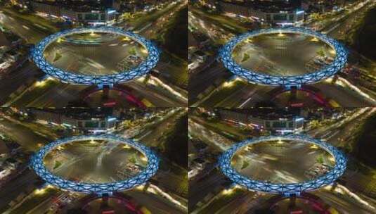 深圳龙华大和天桥灯光夜景车流延时高清在线视频素材下载