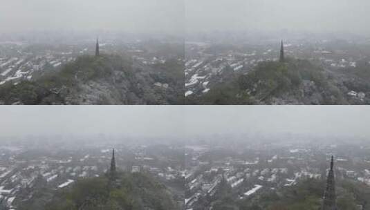 西湖宝石山雪景拍摄素材高清在线视频素材下载