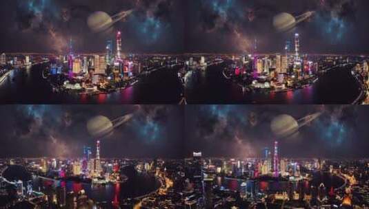 上海银河星空合成高清在线视频素材下载