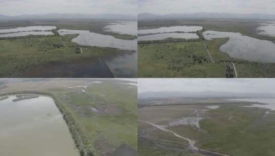 鸟瞰野鸭湖湿地航拍高清在线视频素材下载